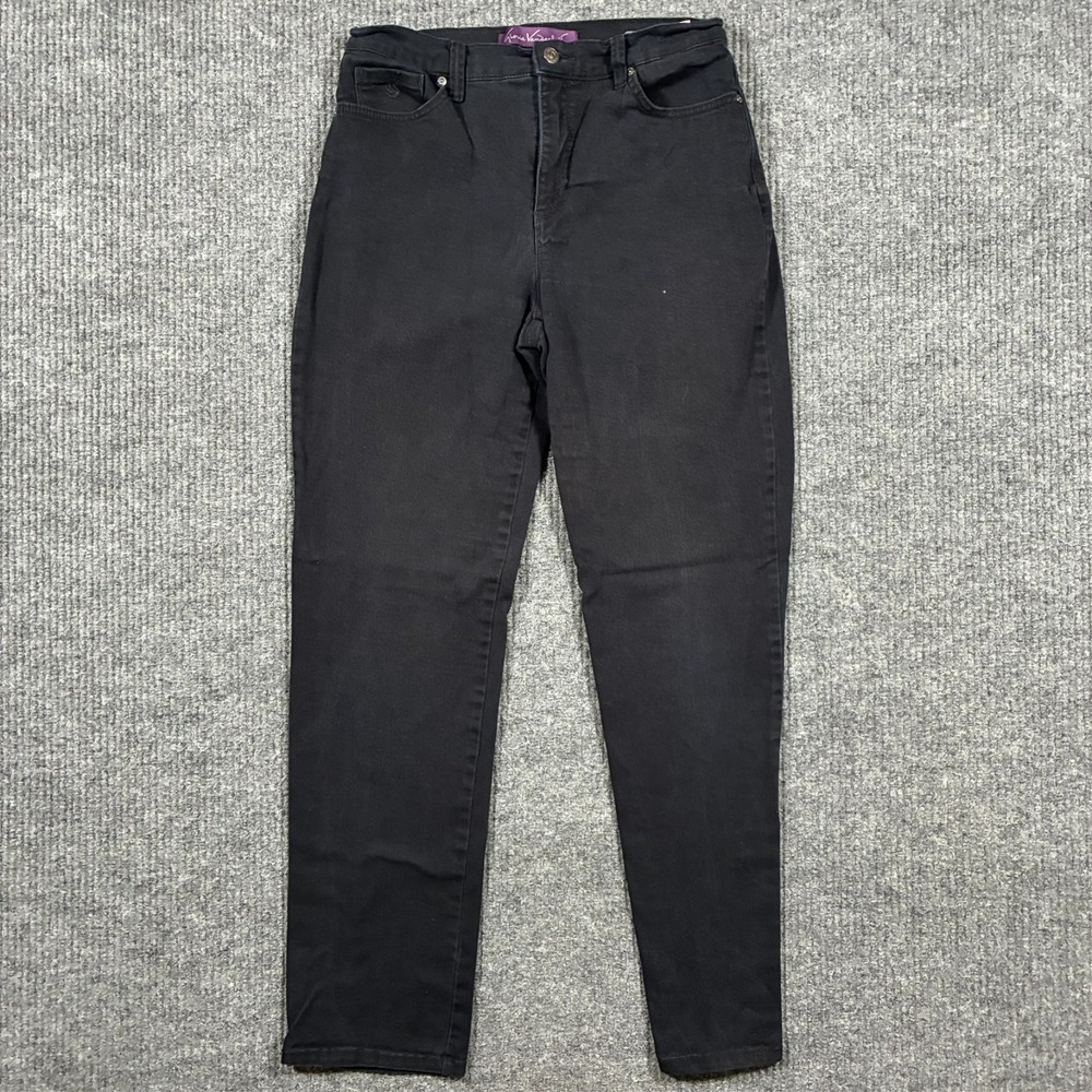 Gloria Vanderbilt‎ Amanda Womens Jeans Size 8 Black Denim Tapered Leg Mid Rise